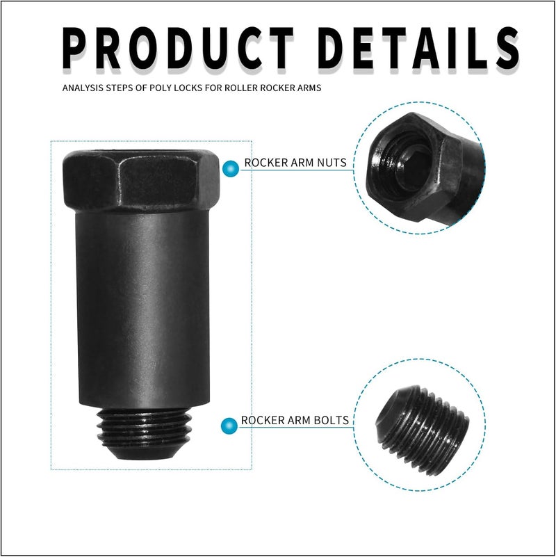 EPChunMi 16PCS Poly Locks for Roller Rocker Arms 7/16 Stud Fits most aluminum rocker arms. - Image 5